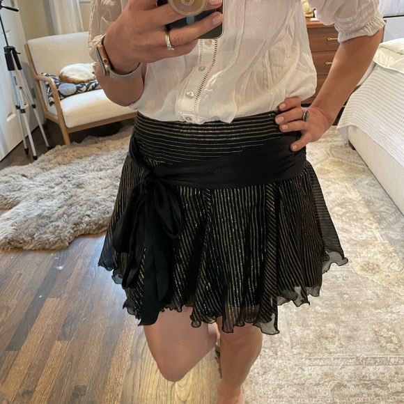 Milly Silk Metallic Flounce Mini Skirt - Picture 2 of 11